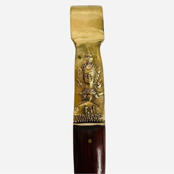 Vintage Server Thai Handmade Brass Wood Ice Tongs Cake Shrimps Serving Tongs - Picture 7 of 7